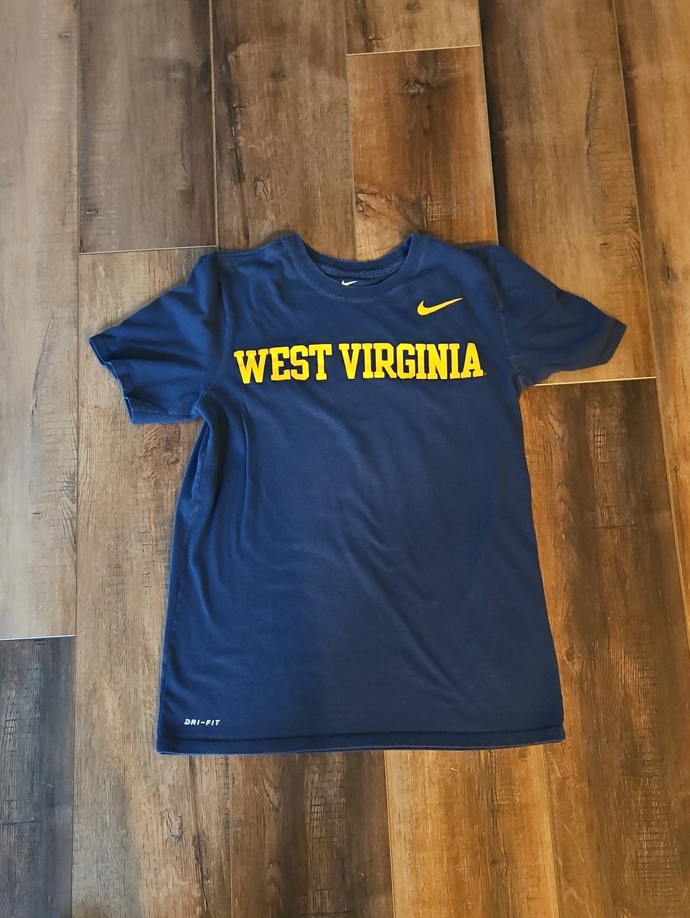 Nike Navy Mens West Virginia Tee with Yellow Logo